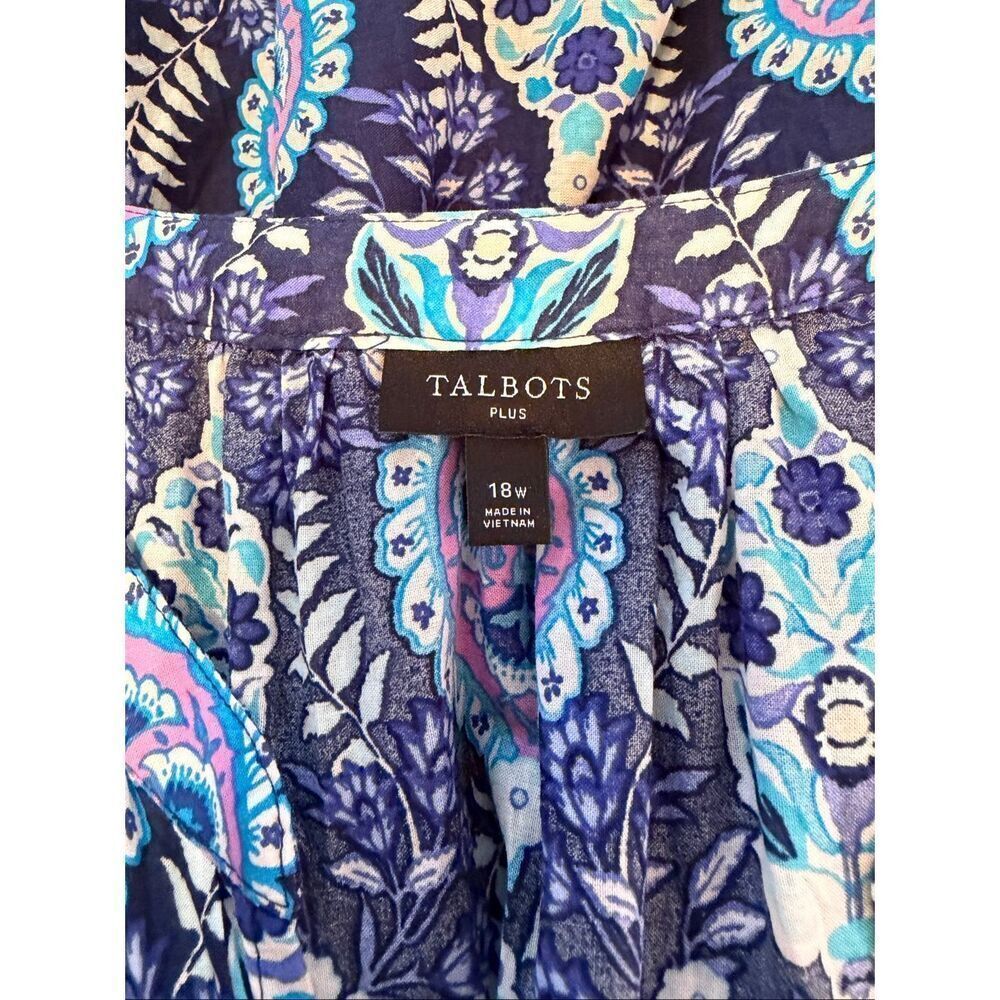 Talbots Floret Medallion Tie Waist Maxi Dress Blue Size18W - Picture 8 of 11